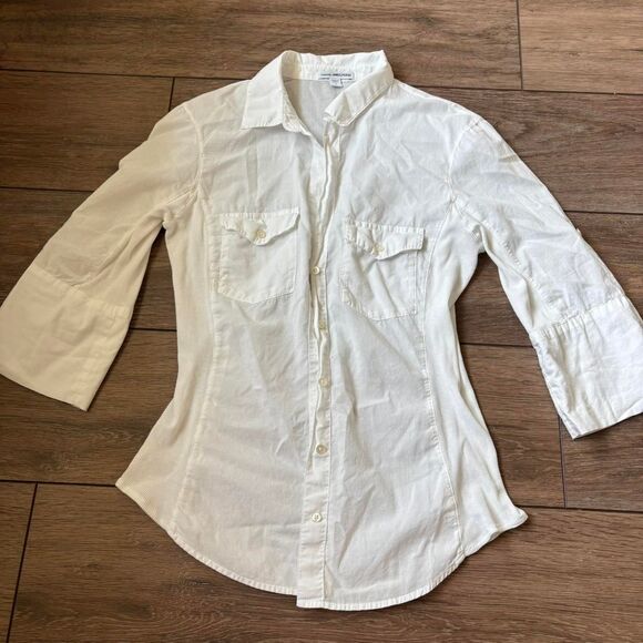 Standard James Perse white SHEER SLUB SIDE PANEL SHIRT size 3 - Picture 3 of 6